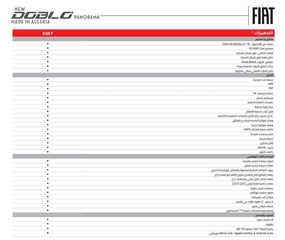 NEW DOBLO PANORAMA CULT MADE IN ALGERIA